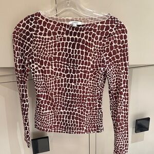 Miaou brown and White Patterned Long Sleeve Top